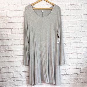 Old Navy Gray Long Sleeve Swing Dress NWT Size XXL